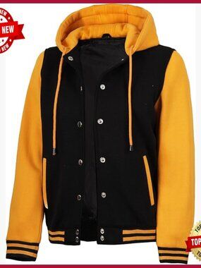 Fleece Hooded Varsity Bomber Jacket Women's Regular Fit Long Sleeve